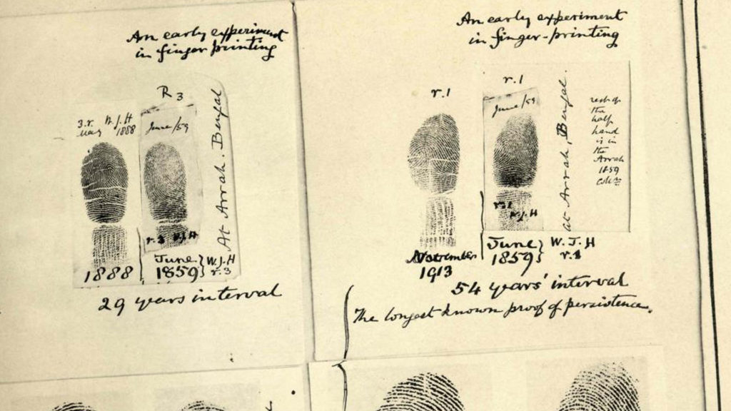 An image of a set of fingerprints from the 1800s